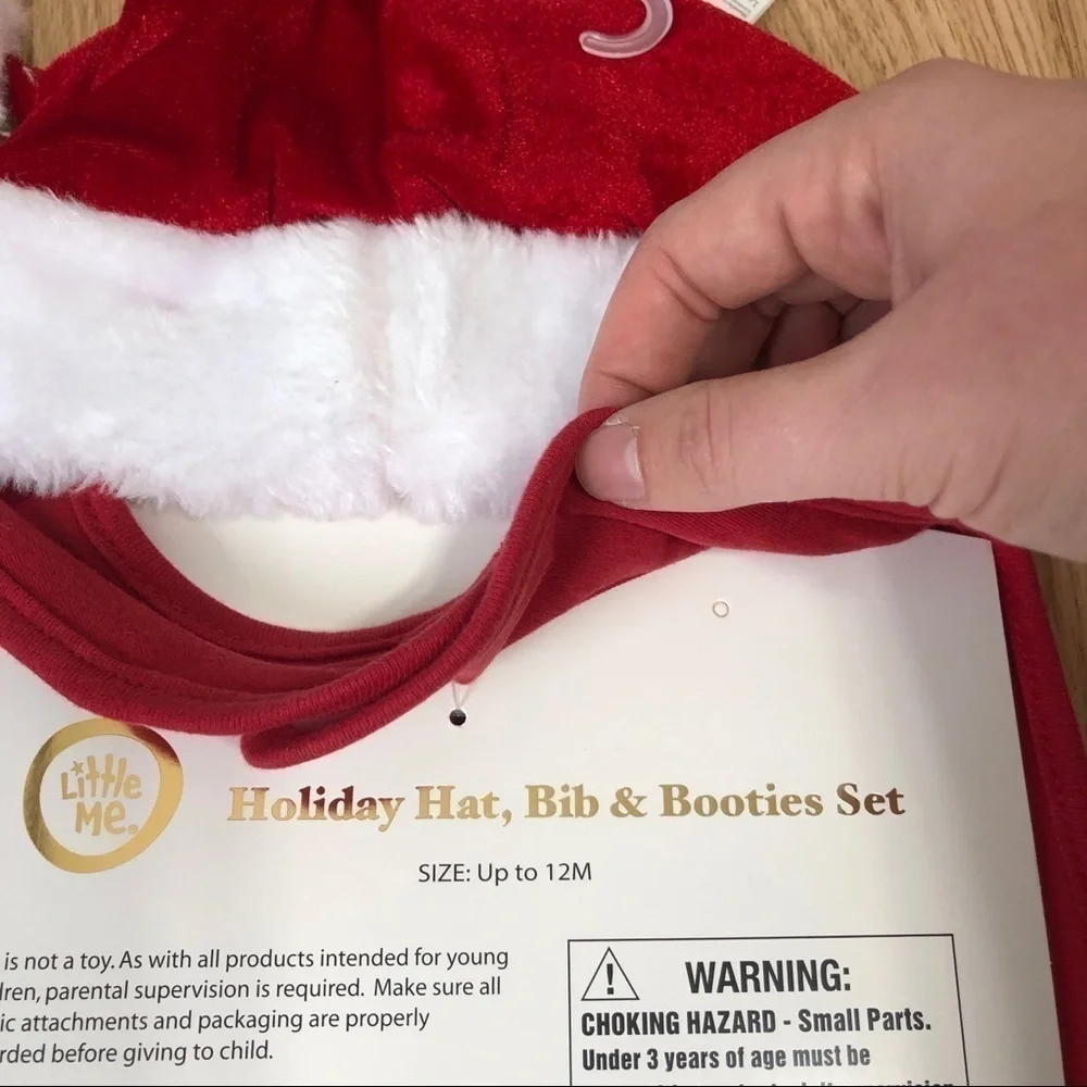 My First Christmas Hat Bib Set NWT Baby Santa Clause Red White